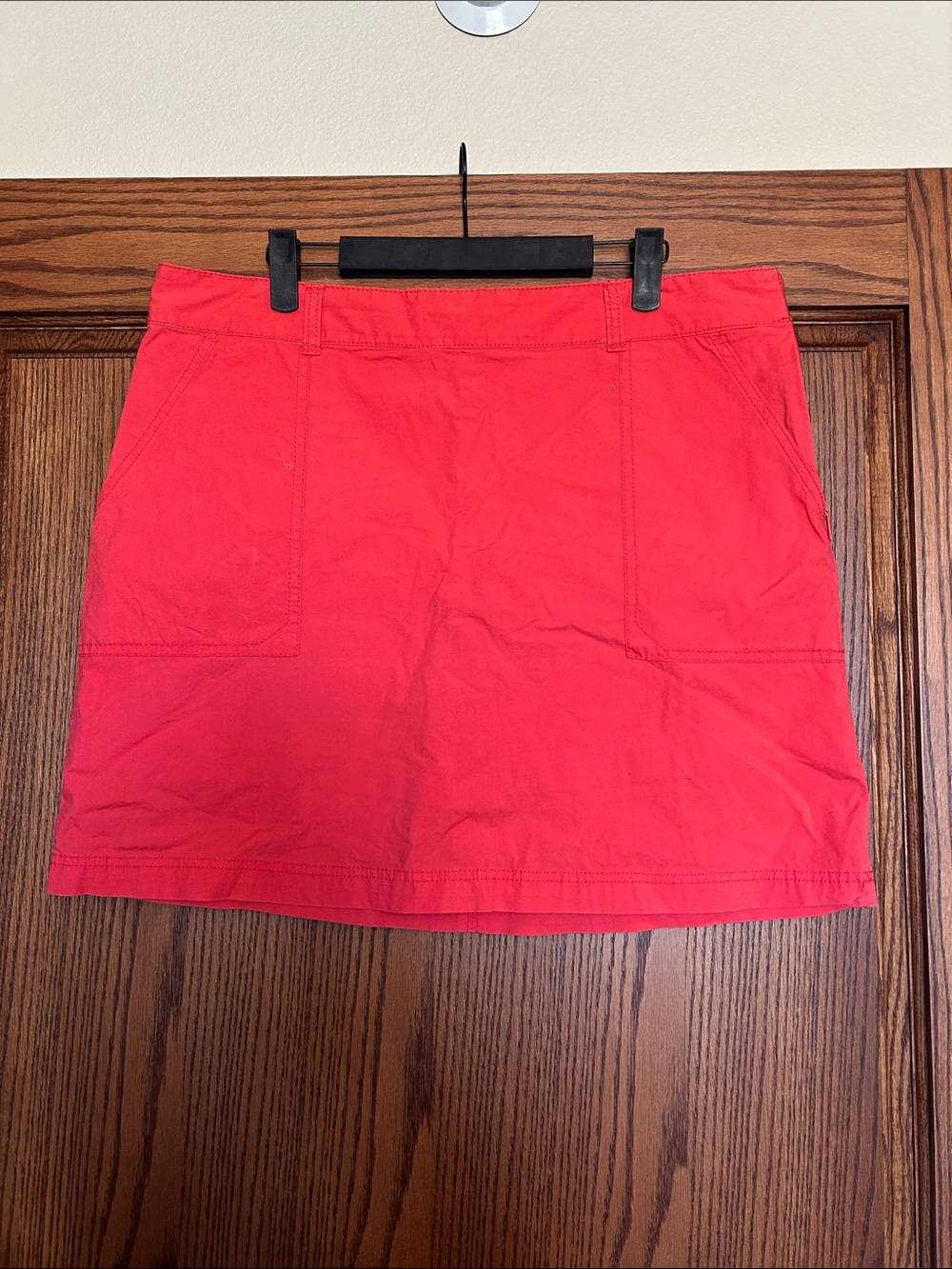 Dockers Coral Red Casual Mini Skirt with Front Pockets